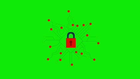 Lock-Icon-Animation.-Security-digital-code-technology.-loop-animation-with-alpha-channel,-green-screen.